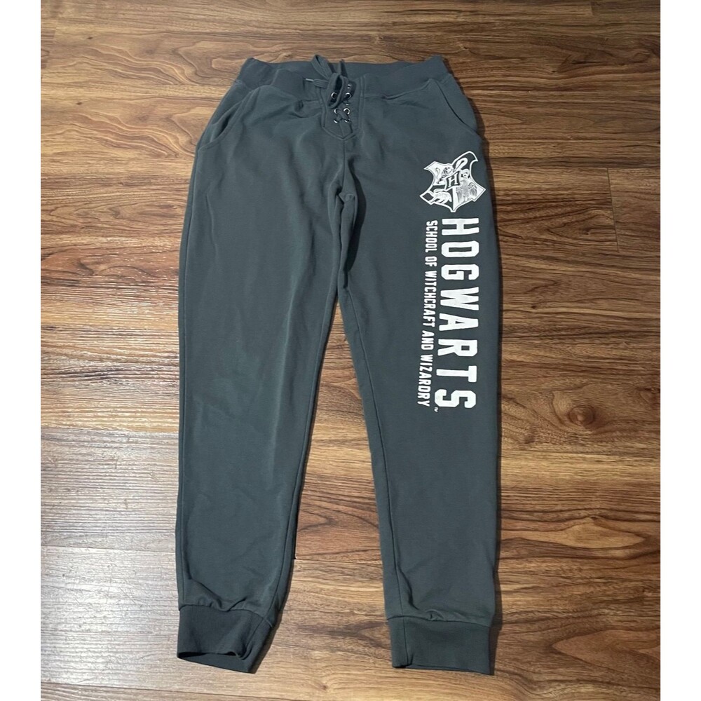 Harry Potter Hogwarts Sweat Pants Size Small Lace Up Pant And Tie Waist Gray